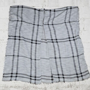 Falls Creek Gray Black Plaid Fringe Knit Wrap Style Blanket Scarf Poncho Shawl